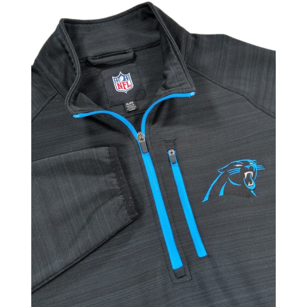 NFL Carolina Panthers 1/4 Zip Pullover Jacket Mens XL Black Fleece G-III Apparel